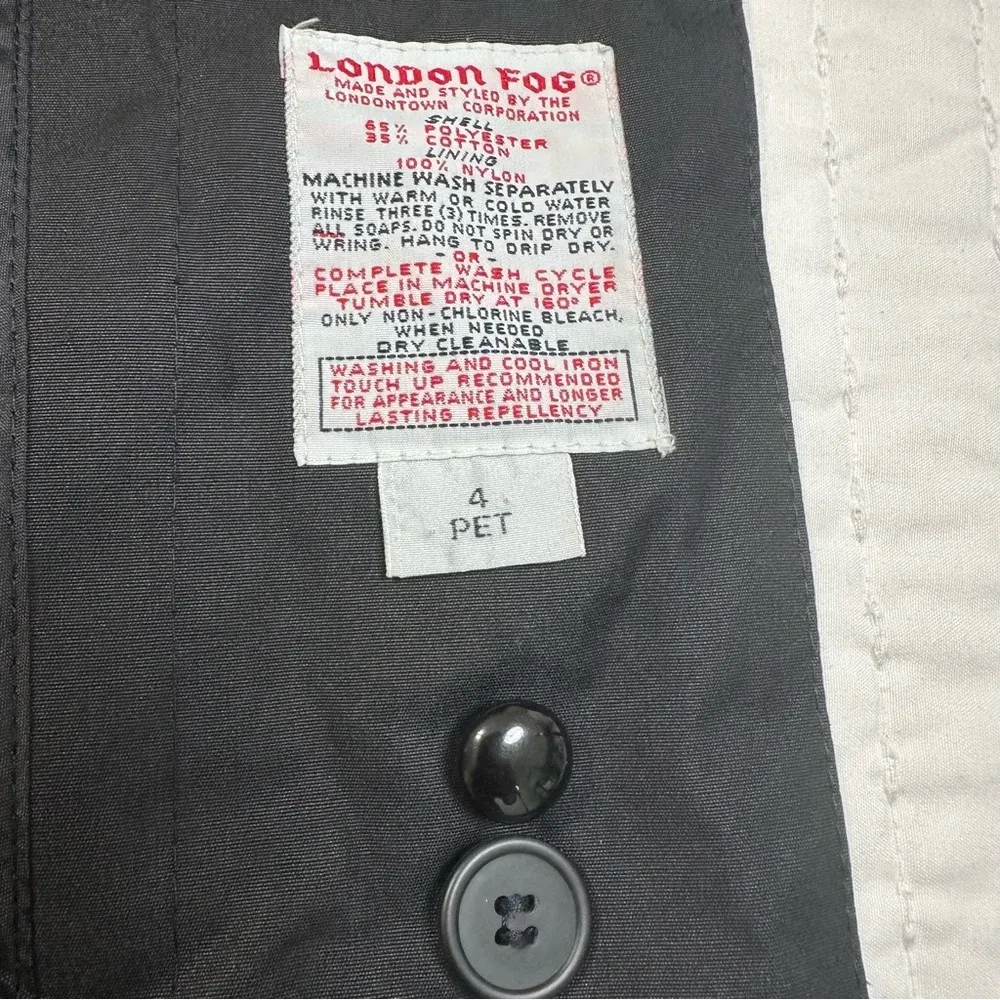 London Fog Black Vintage Trench Coat Removable Liner - Image 12