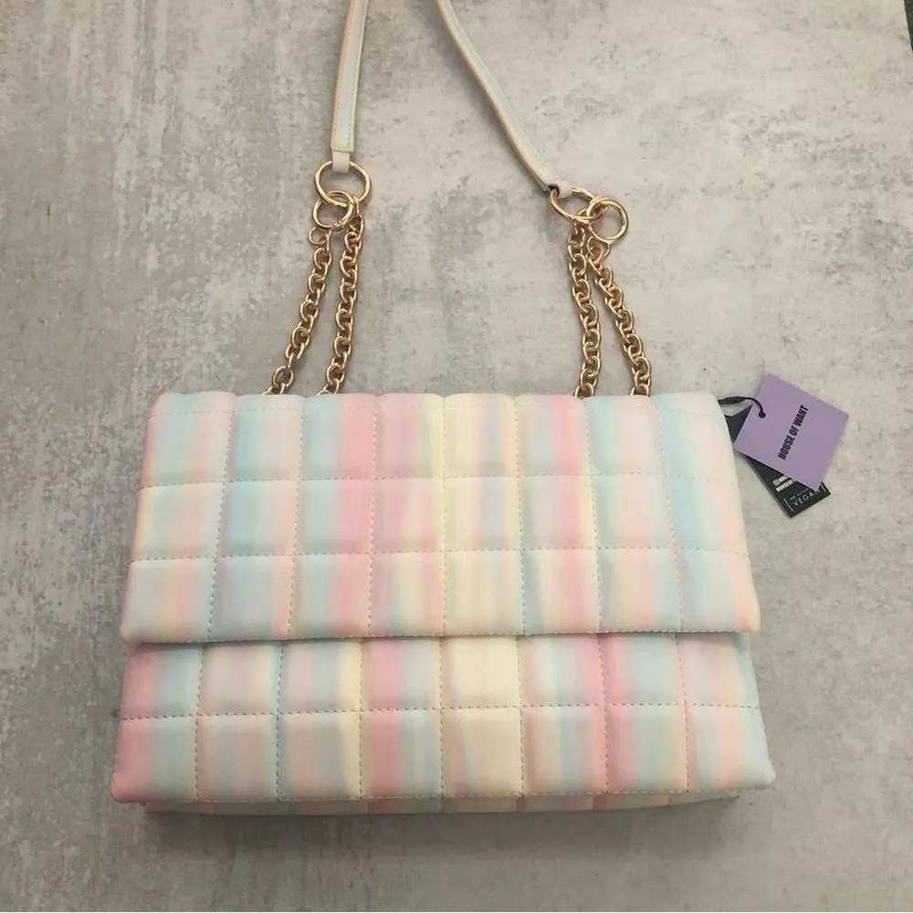 House of Want H.O.W. We Step Up Shoulder Bag in Sunset Stripe Pastel NEW Pink - Image 3
