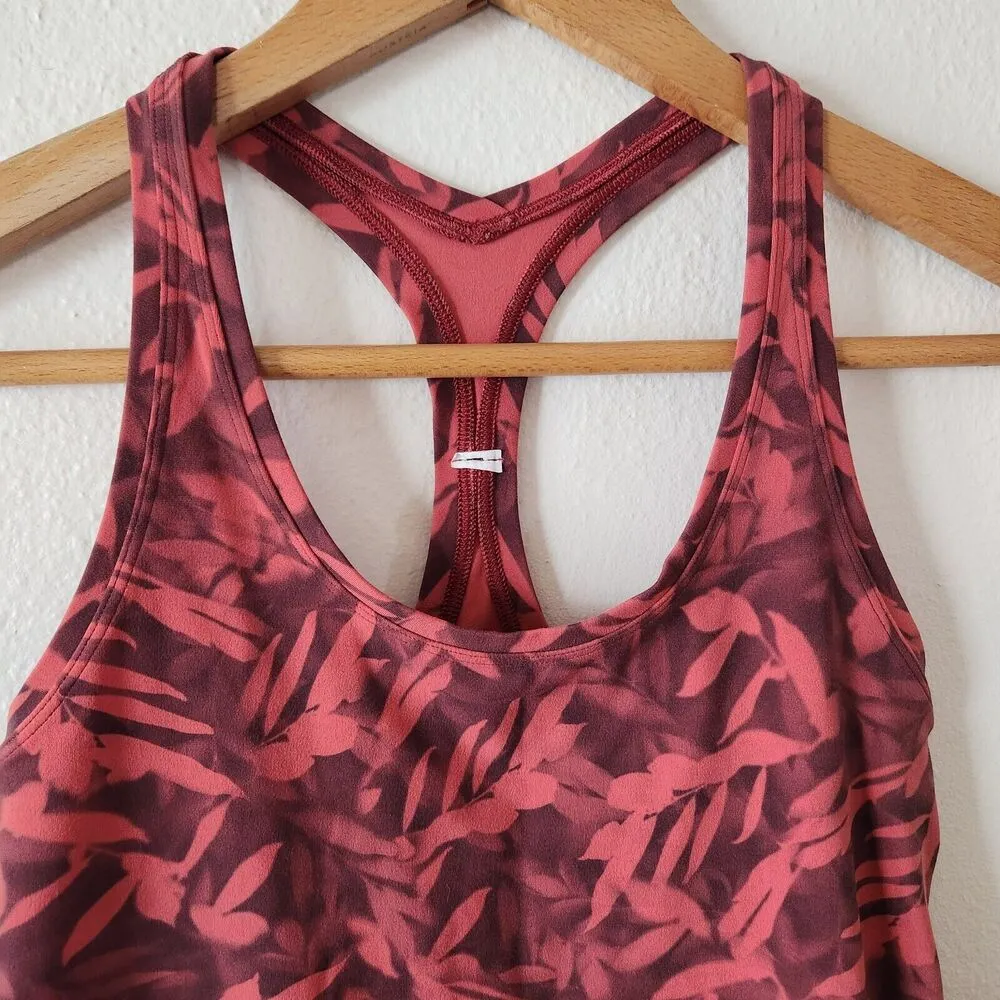 READ Lululemon Cool Racerback Tank Top Nulu Spray Leaf Fireside Red Multi Size 4 - Image 5