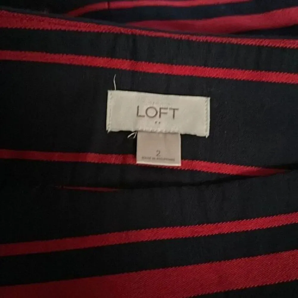 LOFT Striped Mini Skirt Size 2 Navy Blue Red Pencil Skirt - Image 4