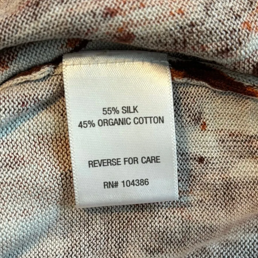 Garnet Hill Size M Oversized Silk Organic Cotton Sweater Boatneck Abstract Fall - Image 6