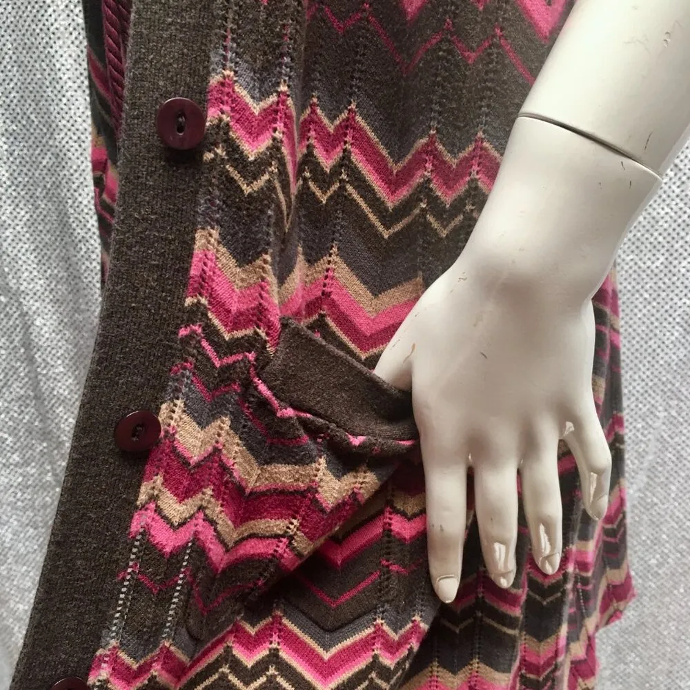 Anthropologie Beth Bowley knit sweater dress duster 2pc set chevron stripe M L - Image 6