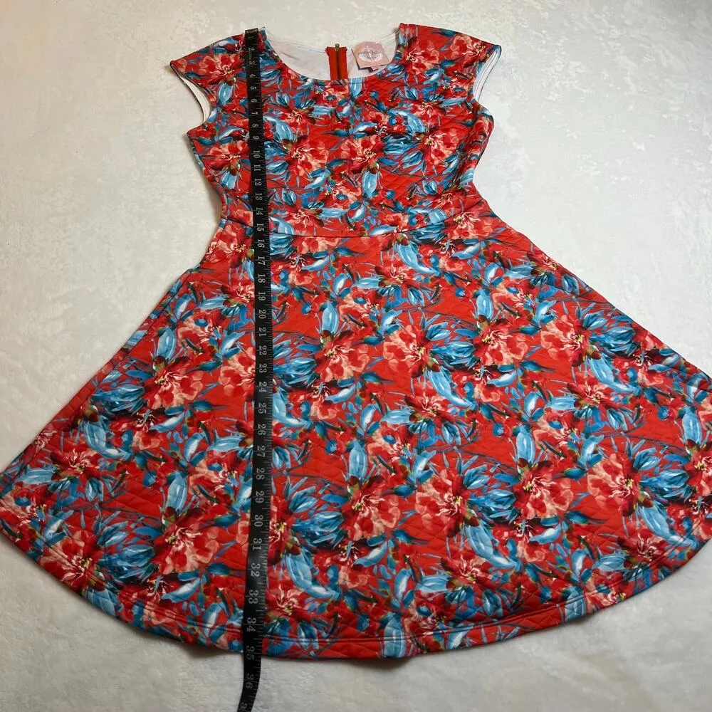 Romeo & Juliet Couture Crewneck Tropical Print Quilted Scuba Mini Dress Size Med - Image 9