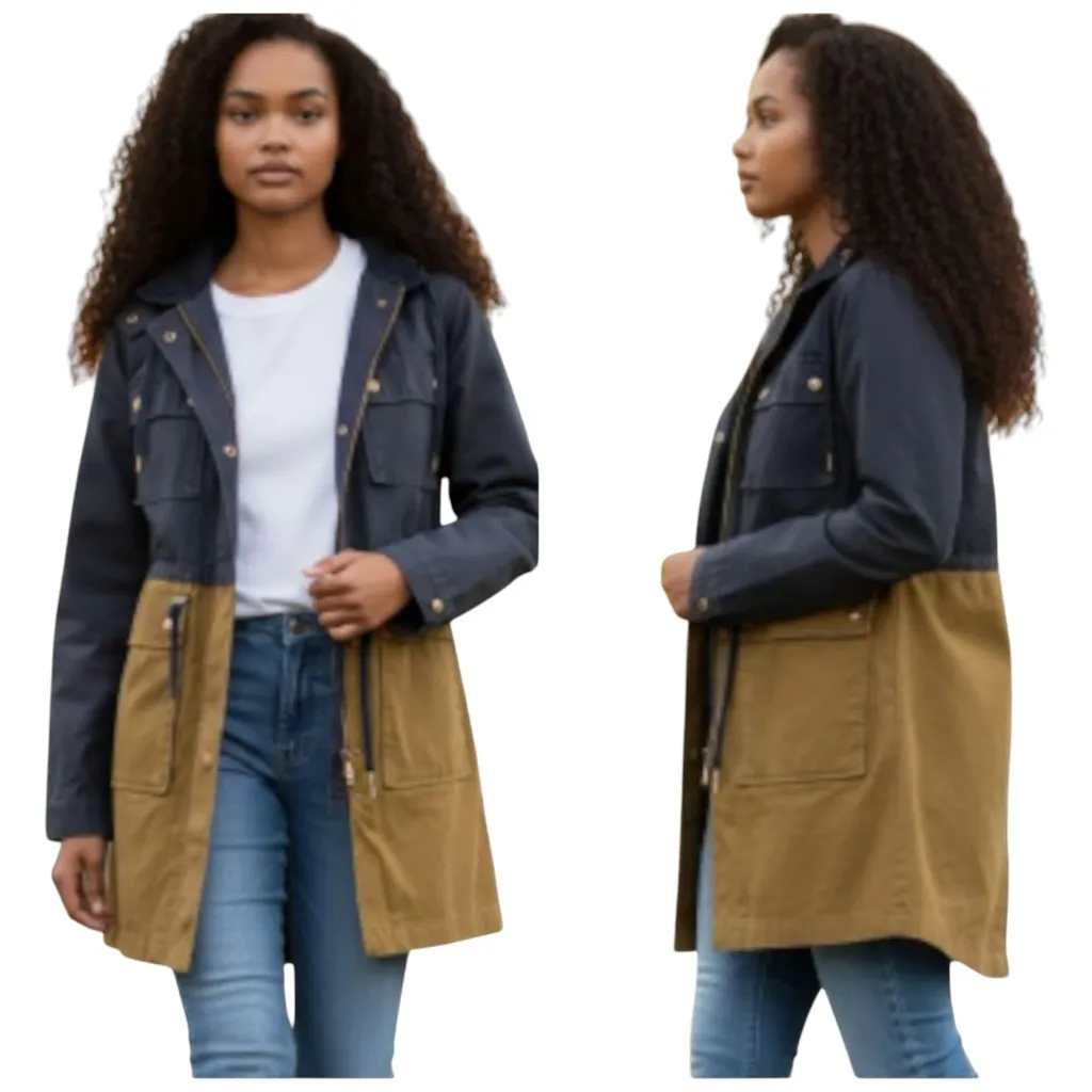 J. Crew Colorblock Barn/Chore Waxed Cotton Field Jacket EUC Size S     F215 - Image 2