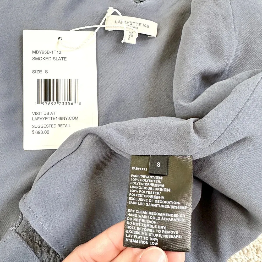 NWT Lafayette 148 New York Eva Sequin Camisole Tank Top in Smoked Slate Size S - Image 12