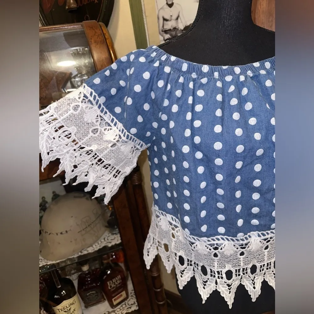 Rouge Helium London Polka Dot Off The Shoulder Top Medium - Image 4