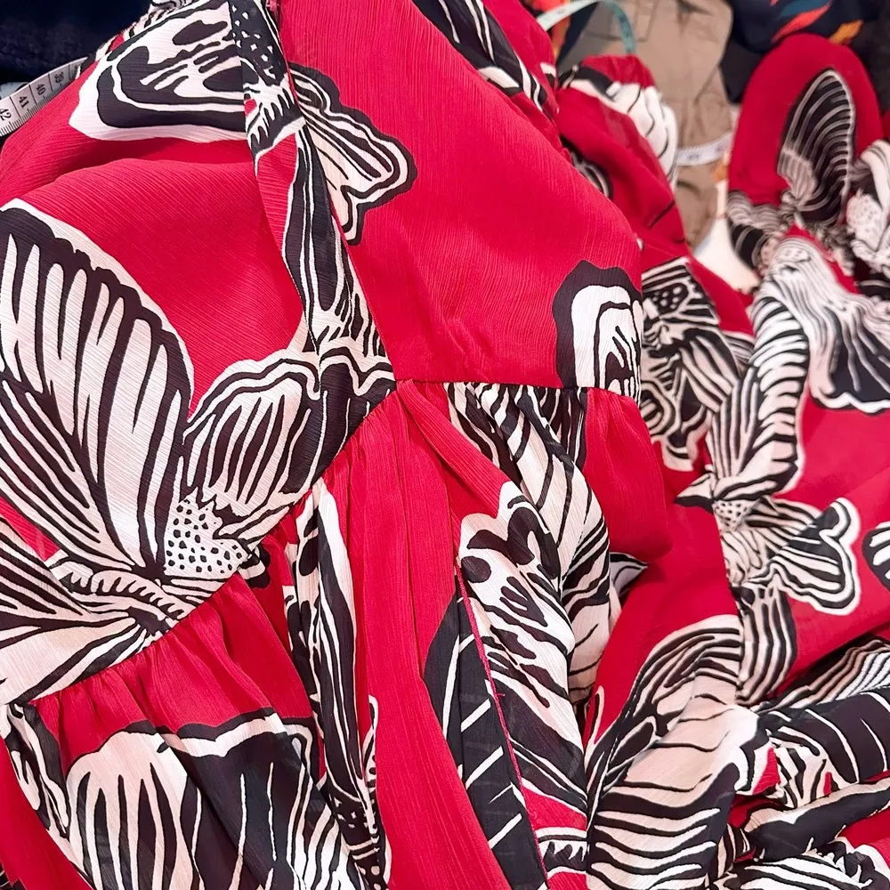 Autumn Adeigbo Fleur Red Butterfly Midi Dress Size US 14 - Image 11