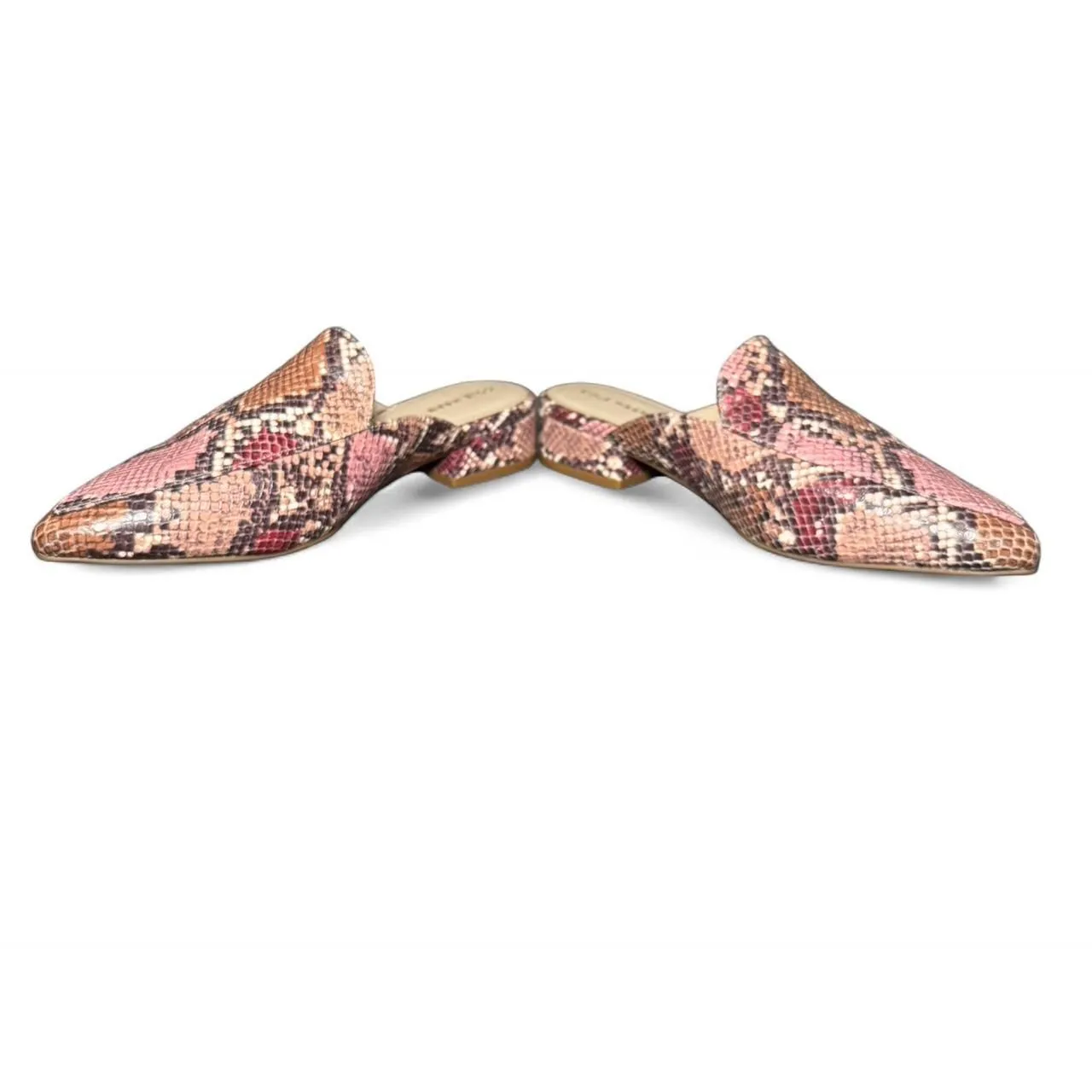 Cole Haan Women’s Size 8B Embossed Leather Snake Print Mules Slip On Flats Pink - Image 3
