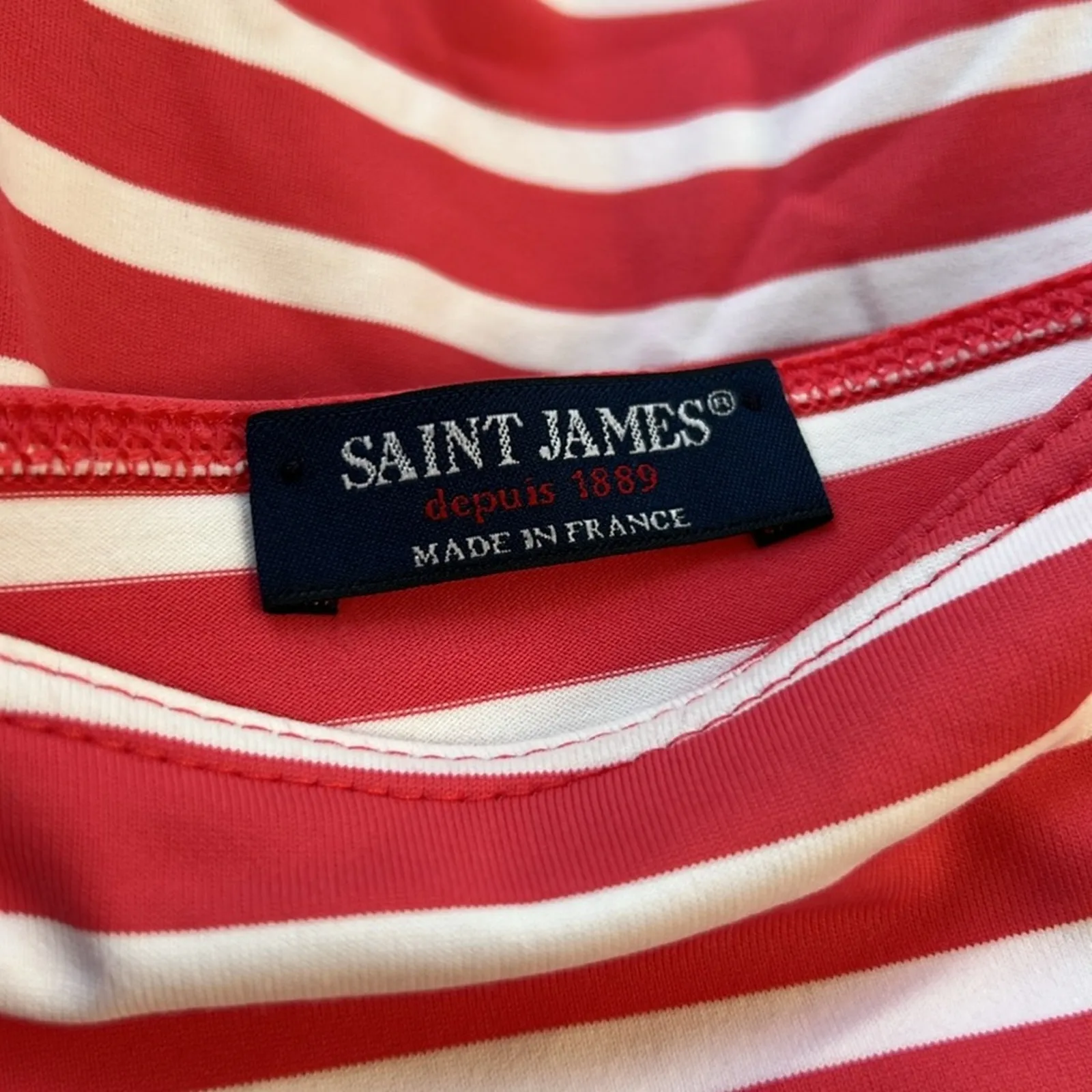 Saint James Pink and White Striped boat, neck 3/4 Sleeve casual Dress size 10 - Image 5