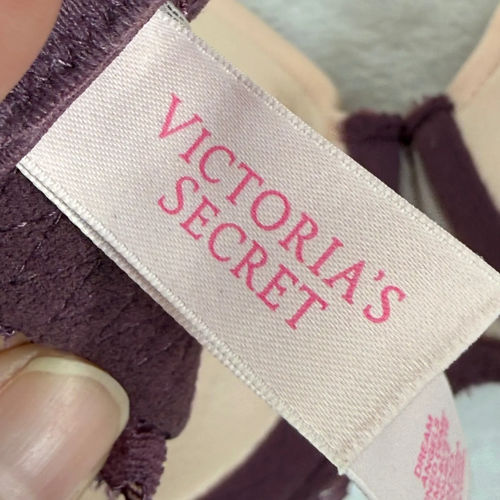 Victoria's Secret Dream Angels Lined Demi Bra 32DD Plum Lace Bow - Image 5