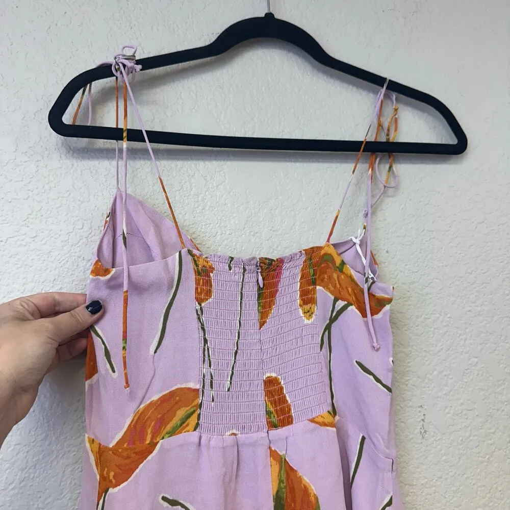 Reformation Juliette Floral Midi Dress Lilac Women's Size 4 NWT - Image 8