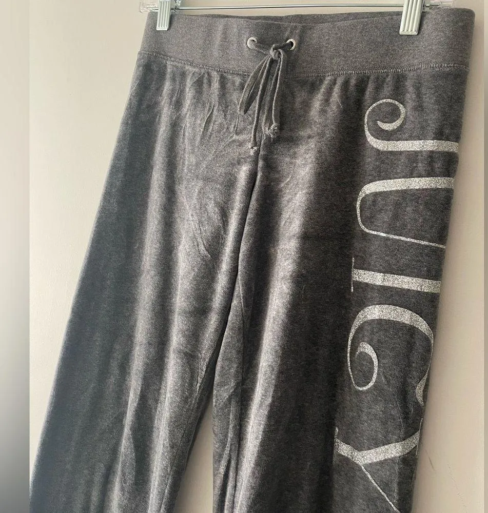 Juicy Couture “Juicy” Y2K Charcoal Gray Velvet Pants - Image 2