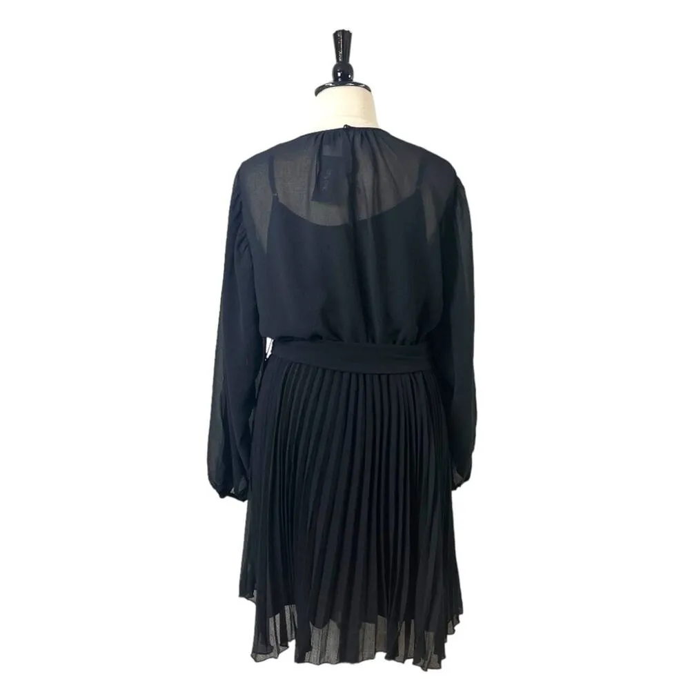 City Chic New Dress Black Pleated Midi Crepe Semi Sheer Women’s Size XL/22 - Image 4