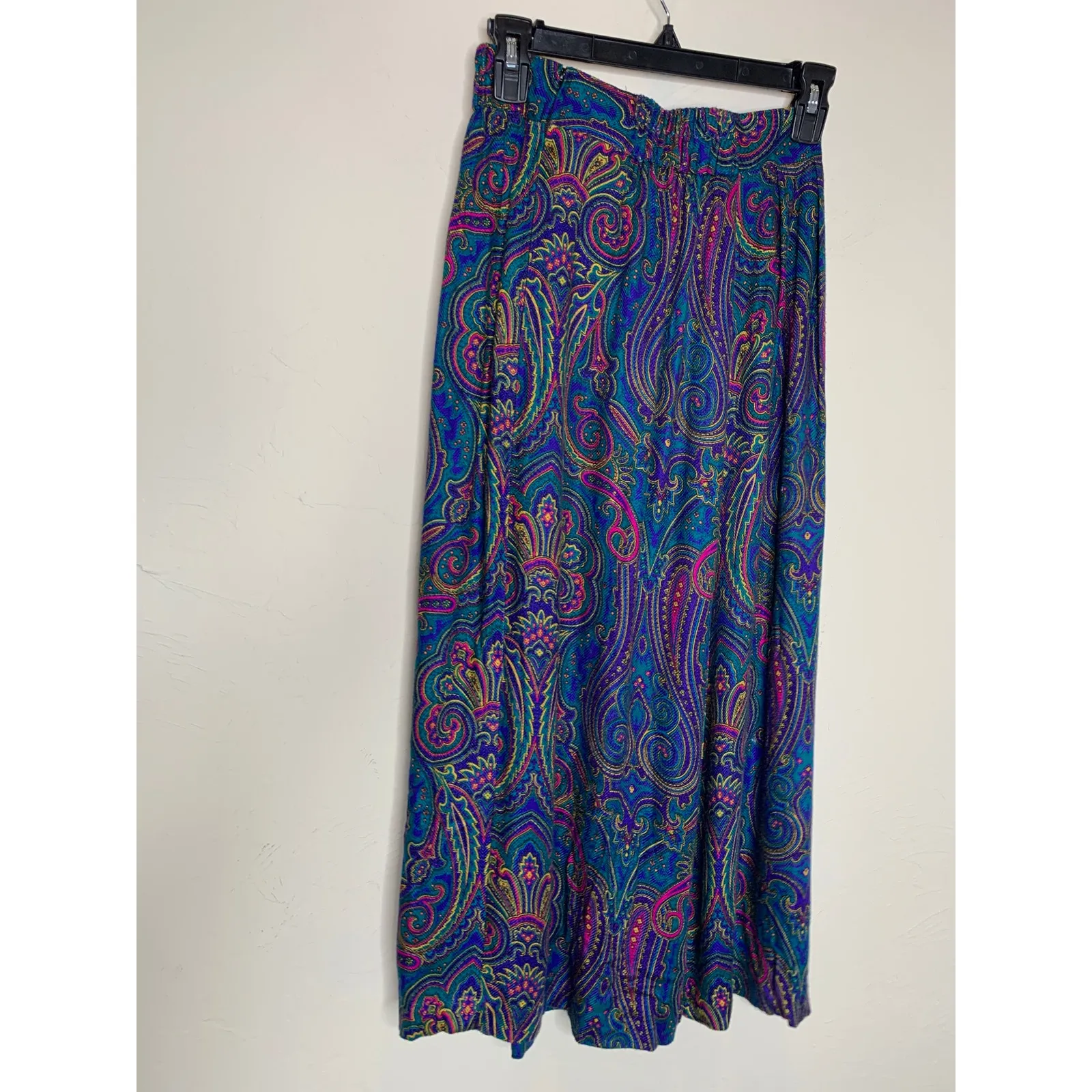 90s Vintage Turquoise Pink Paisley Top Skirt Set Sz XS Blue - Image 8