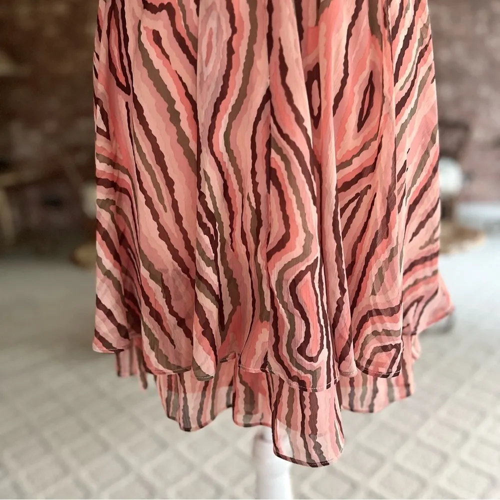 Bar III Dress Striped Tiered Hem Animal Print Coral Sleeveless 10 Cocktail Mini - Image 12
