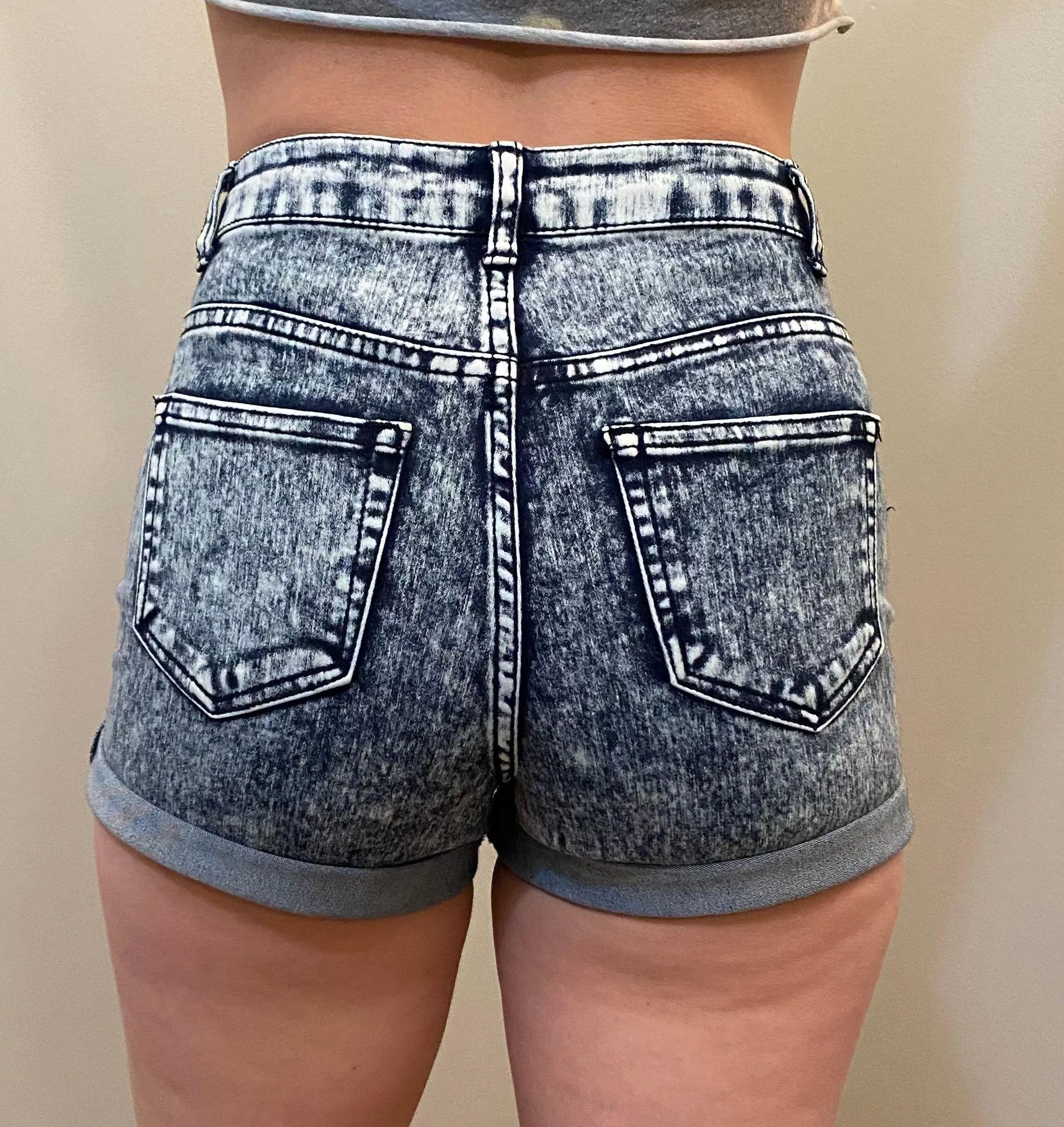 Acid Wash Jean Shorts - Image 2
