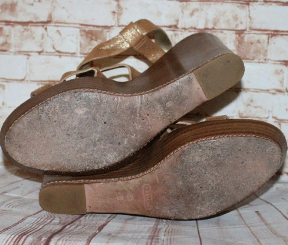 Coach Gold Wedge Sandals Size 8.5 - Image 6