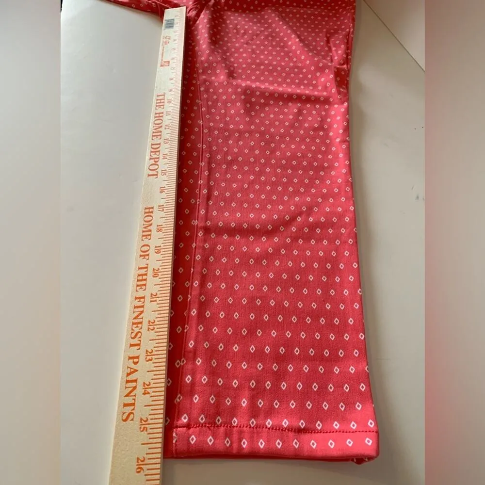 Rafaella Comfort Stretch Pull On Printed Knit Twill Coral Pants Size 16 NEW - Image 7