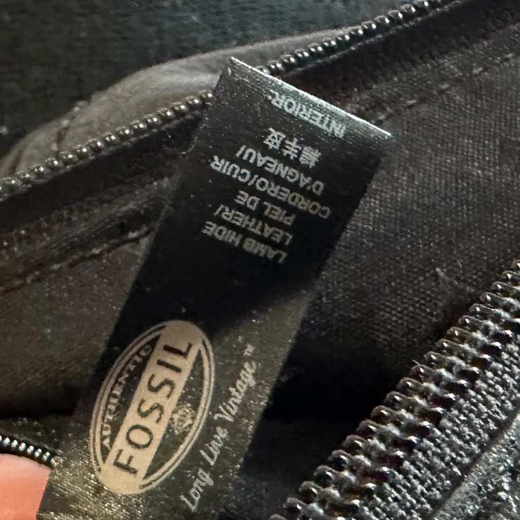 Fossil  • Black Lamb Leather Stanton Crossbody Multi-Pocket Adjustable Versatile - Image 12