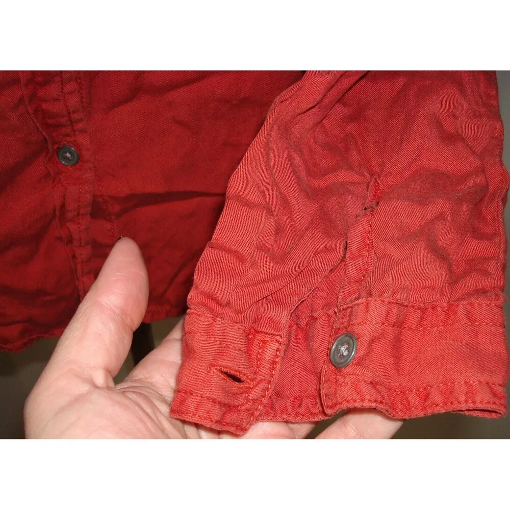 New Prana Womens NWT S Updrift Top Button Pockets LS Patina Red Rust Tencel Logo - Image 6