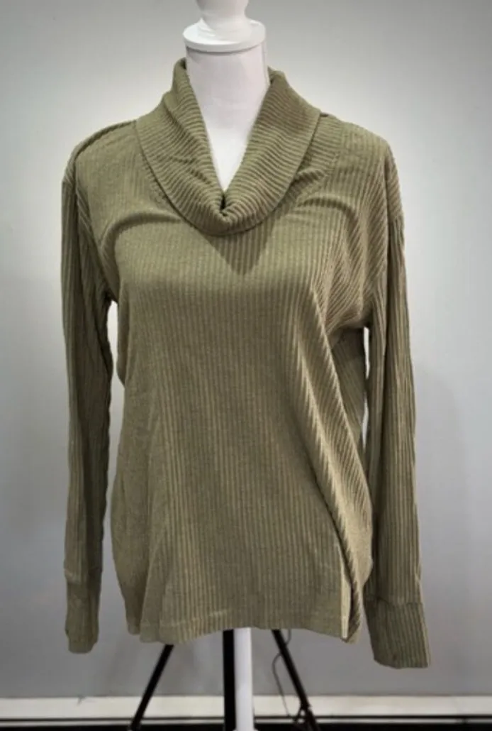 CLEARANCE! Sage Green Jane and Delancey Ribbed Cowl Sweater Size M EUC - Image 1