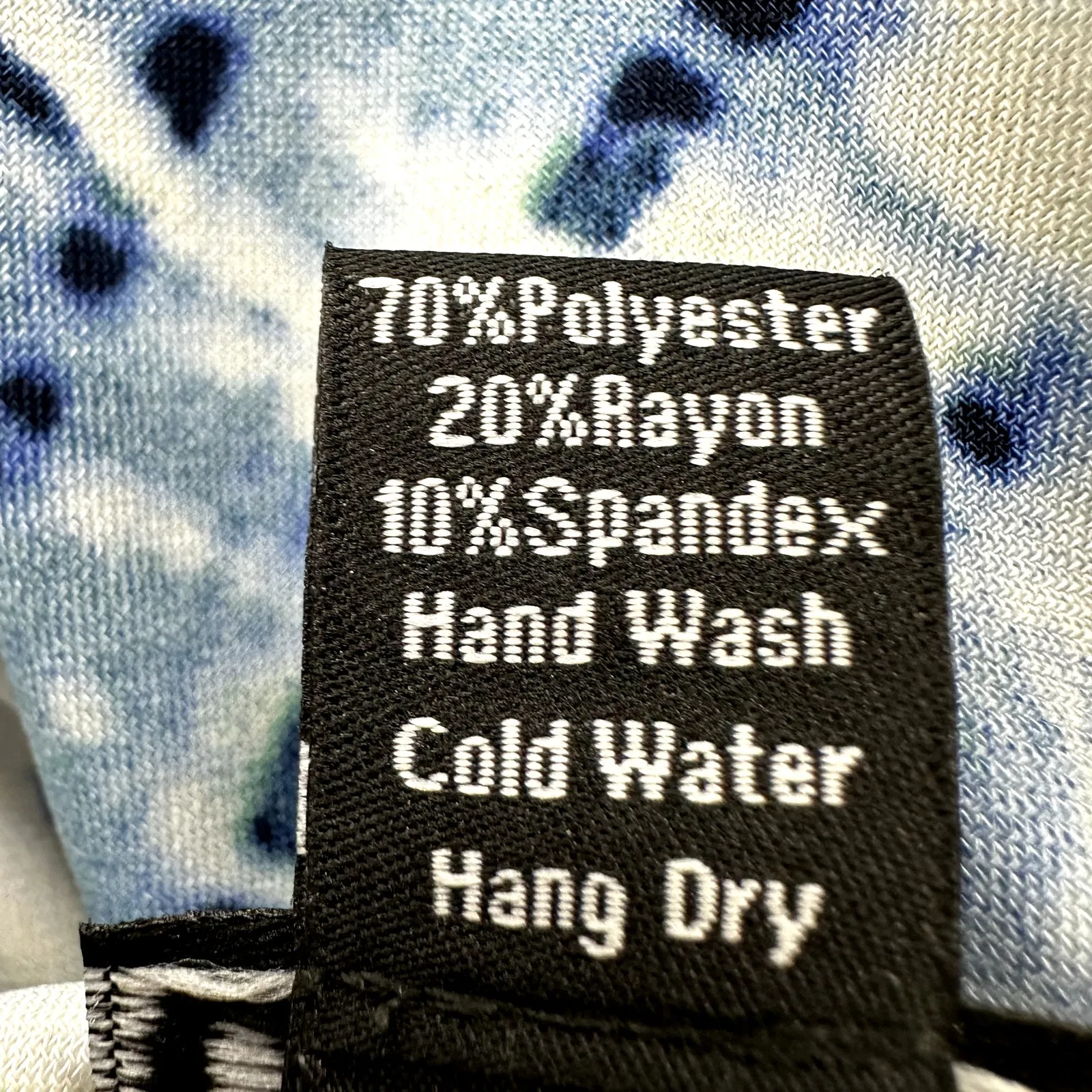 Clara Sun Woo Grecian Halter Swing Dress Acid Wash Printed Mini Blue White L NWT Size L - Image 5