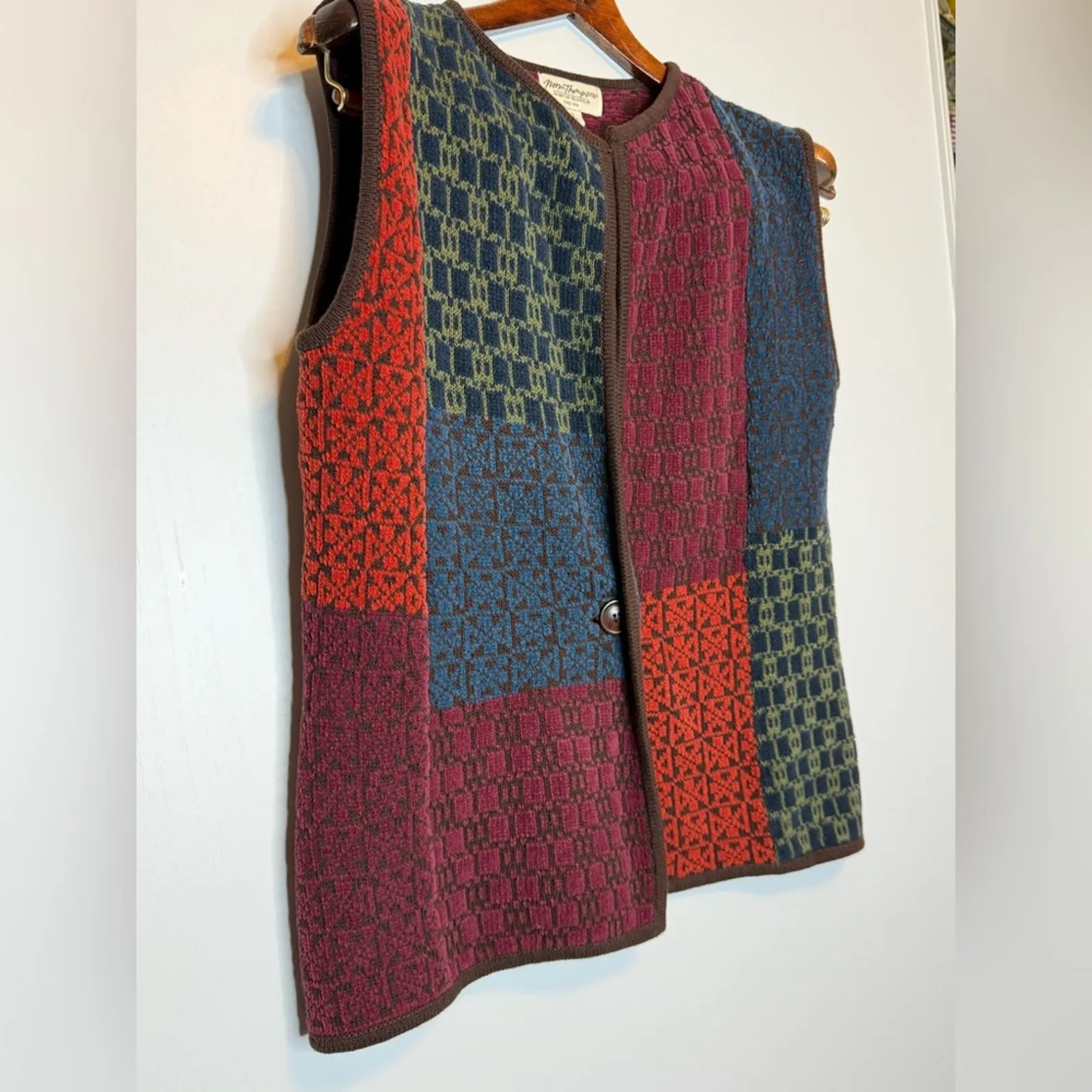 Vintage Norm Thompson Southwestern Knit Vest - Image 3