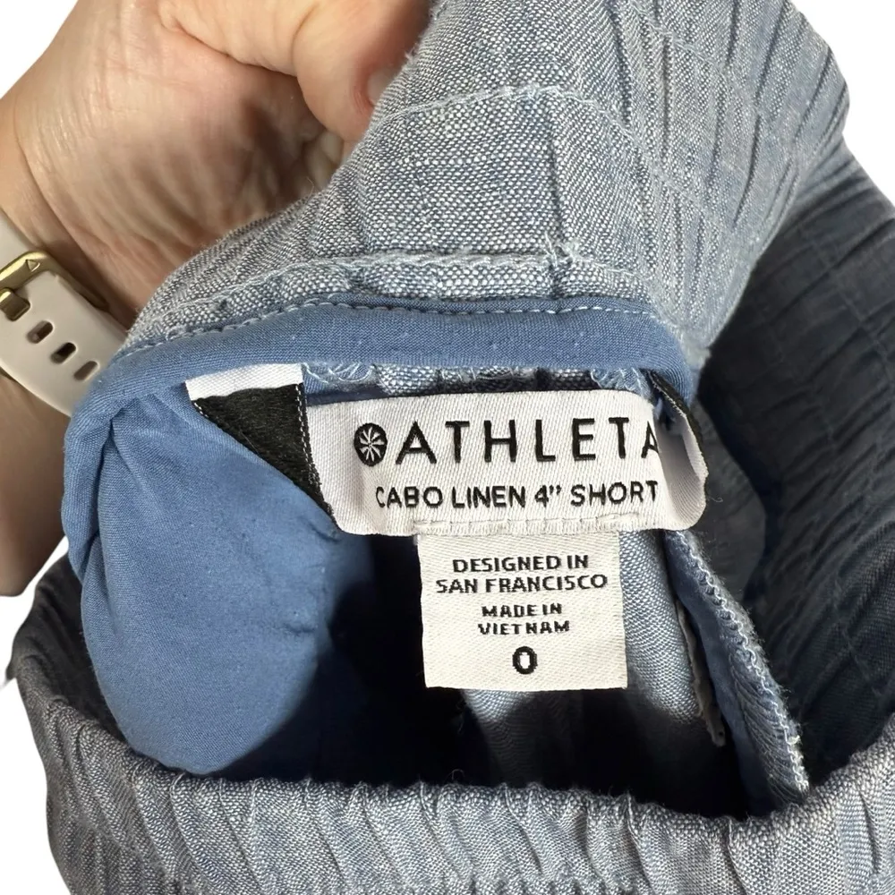 Athleta Women’s Cabo Linen 4’’ Pull On Shorts in Heathered Blue Size 0 - Image 9