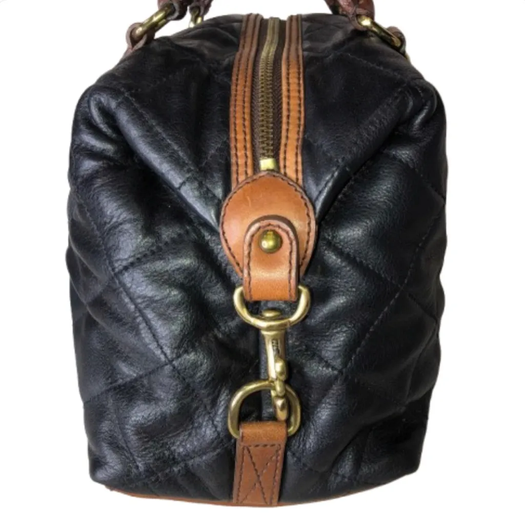 RALPH LAUREN Black Leather Diamond Quilted Doctors Boston Duffle Bag - Image 10