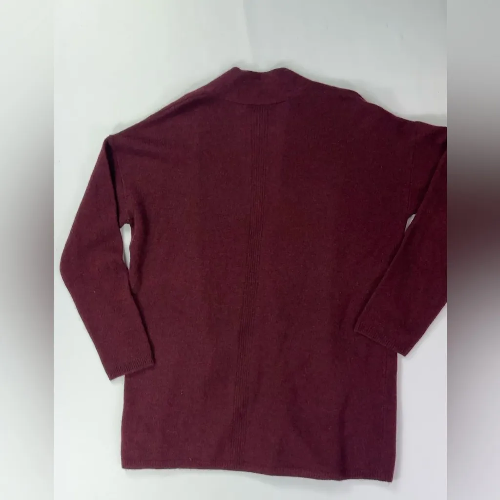 Magaschoni Cashmere Burgundy Open Front Cardigan Sweater Size Large - Image 2