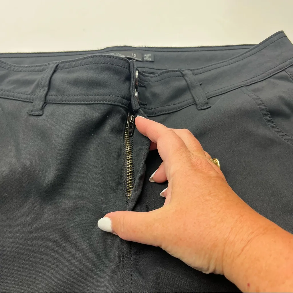 PrAna Women's Halle Pant Straight Size 12 W4119RG23 Coal Black Grey Gray Roll Up - Image 9