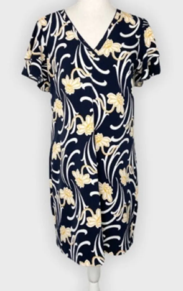 Ann Taylor navy ruffle sleeve floral dress Blue Size 2P - $44 - From Heidi Ann Taylor navy ruffle sleeve floral dress Blue Size 2P - $44 - From Heidi