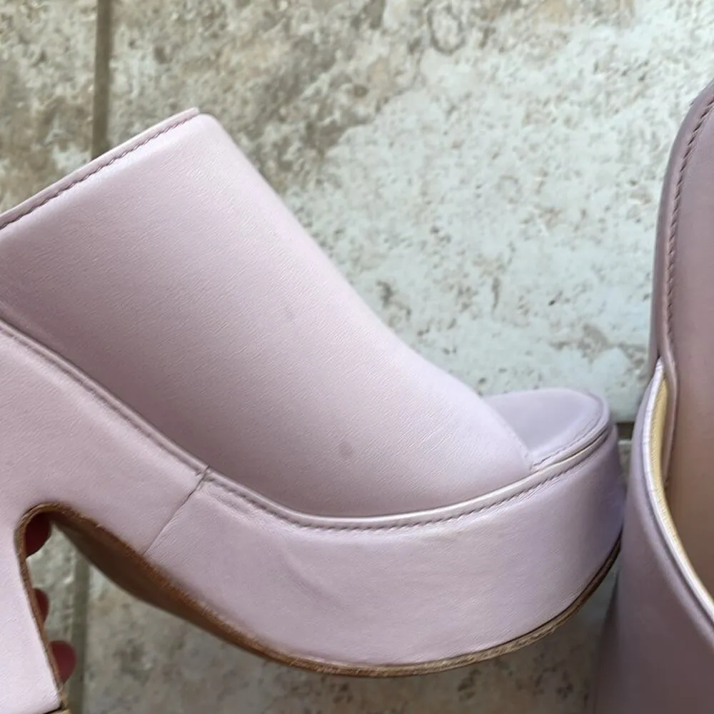 BOTTEGA VENETA Leather Platform Lilac Sandals - Image 14