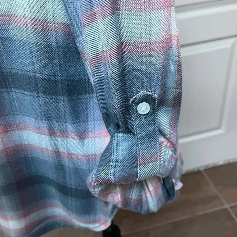 TOMMY Hilfiger women button down shirt top blouse plaid Sz M - Image 8