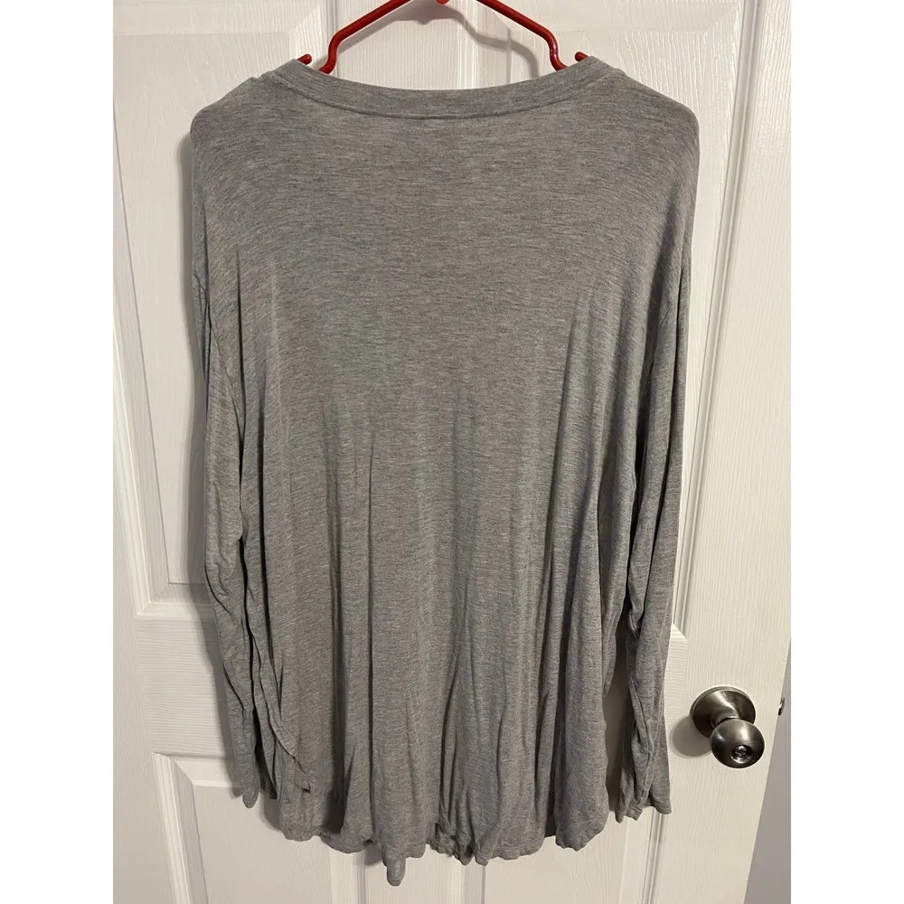 Senita Athletics Boyfriend Long Sleeve Shirt Size L Grey - Image 2