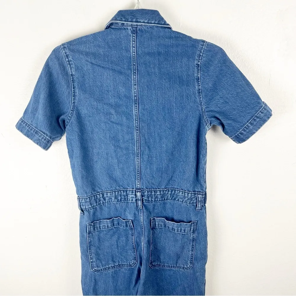 EVERLANE The Super Soft Organic Cotton Blue Jean Denim Coverall Jumpsuit, Size 0 - Image 12