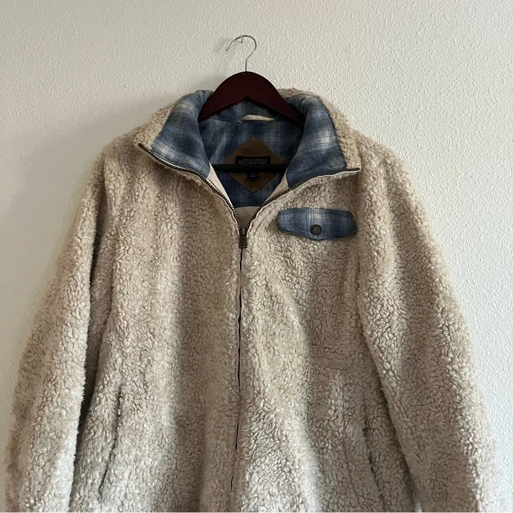 Pendleton Cream Sherpa Shearling Fuzzy Fleece Zip Up Jacket Women's Size Medium - Image 7