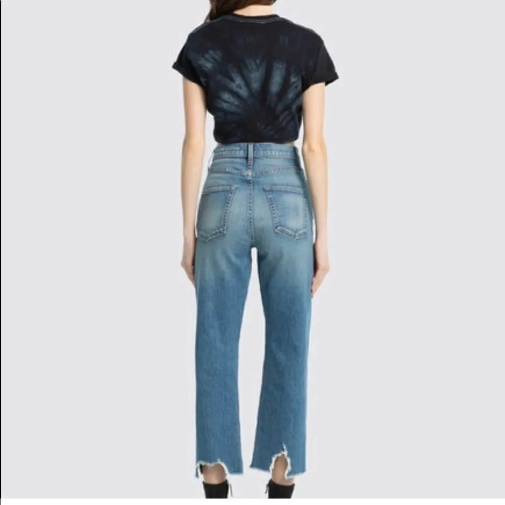 Alice + Olivia Amazing Double Waist Straight Leg Jeans in Watch Me-  Size 25 - Image 3