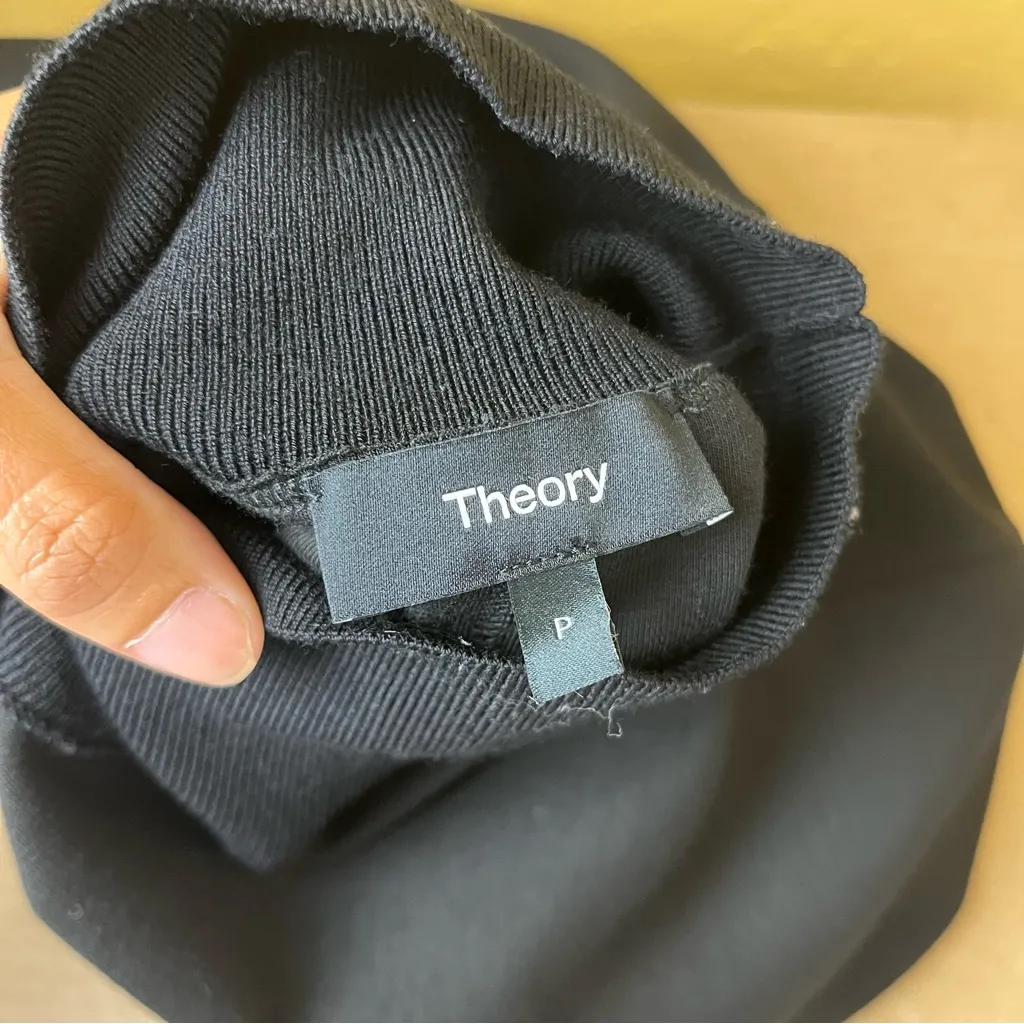 Theory  Black Mixed Media Turtleneck Top - Image 7