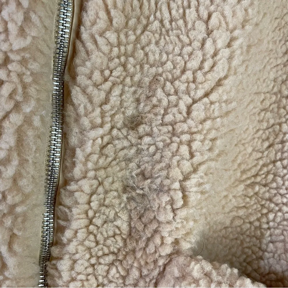 Polly oversized teddy bear tan pixie coat jacket with pockets women size S/M - Image 14