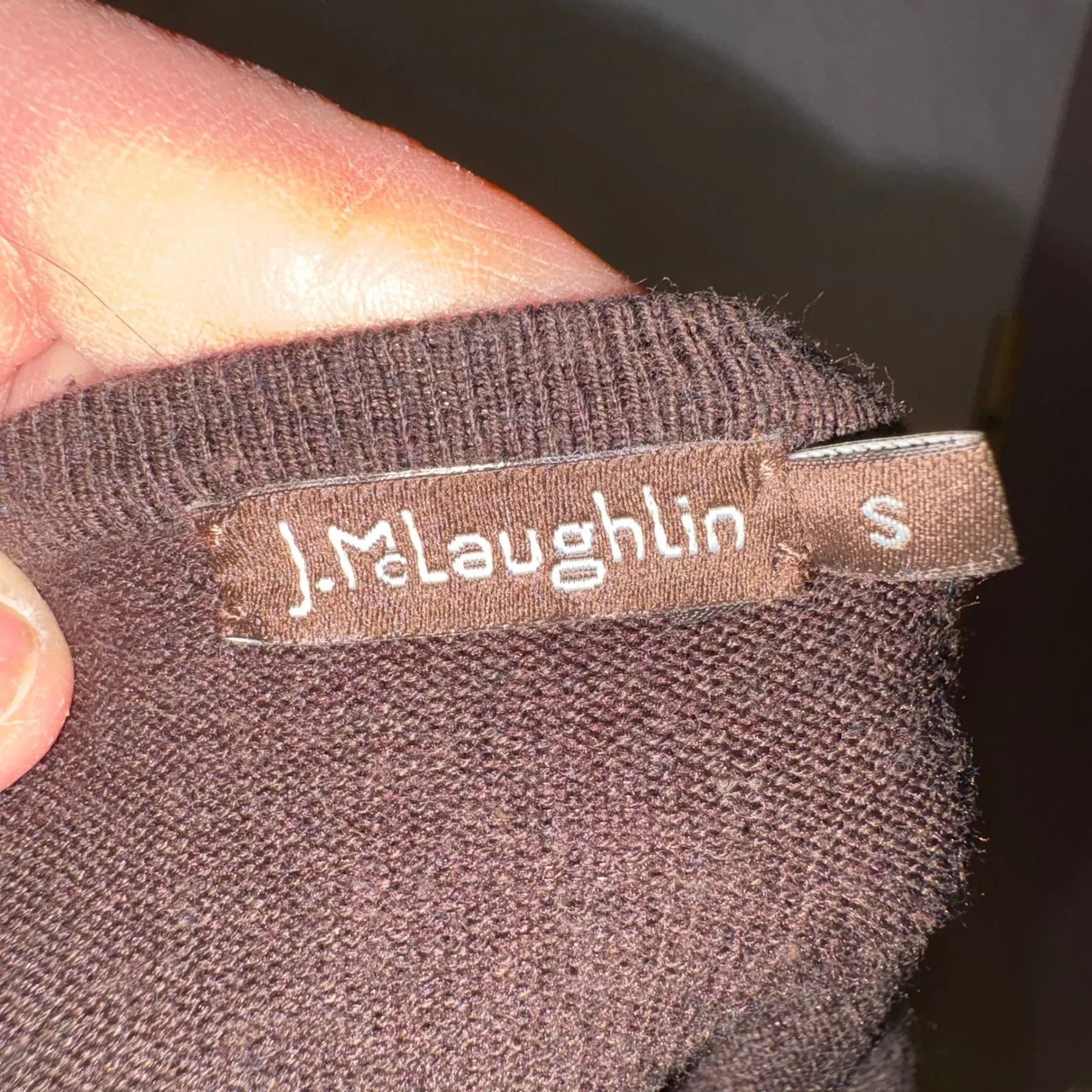 J McLaughlin Brown Jamey sweater Long Sleeve Boat Neck Button Cuff Size S - Image 7