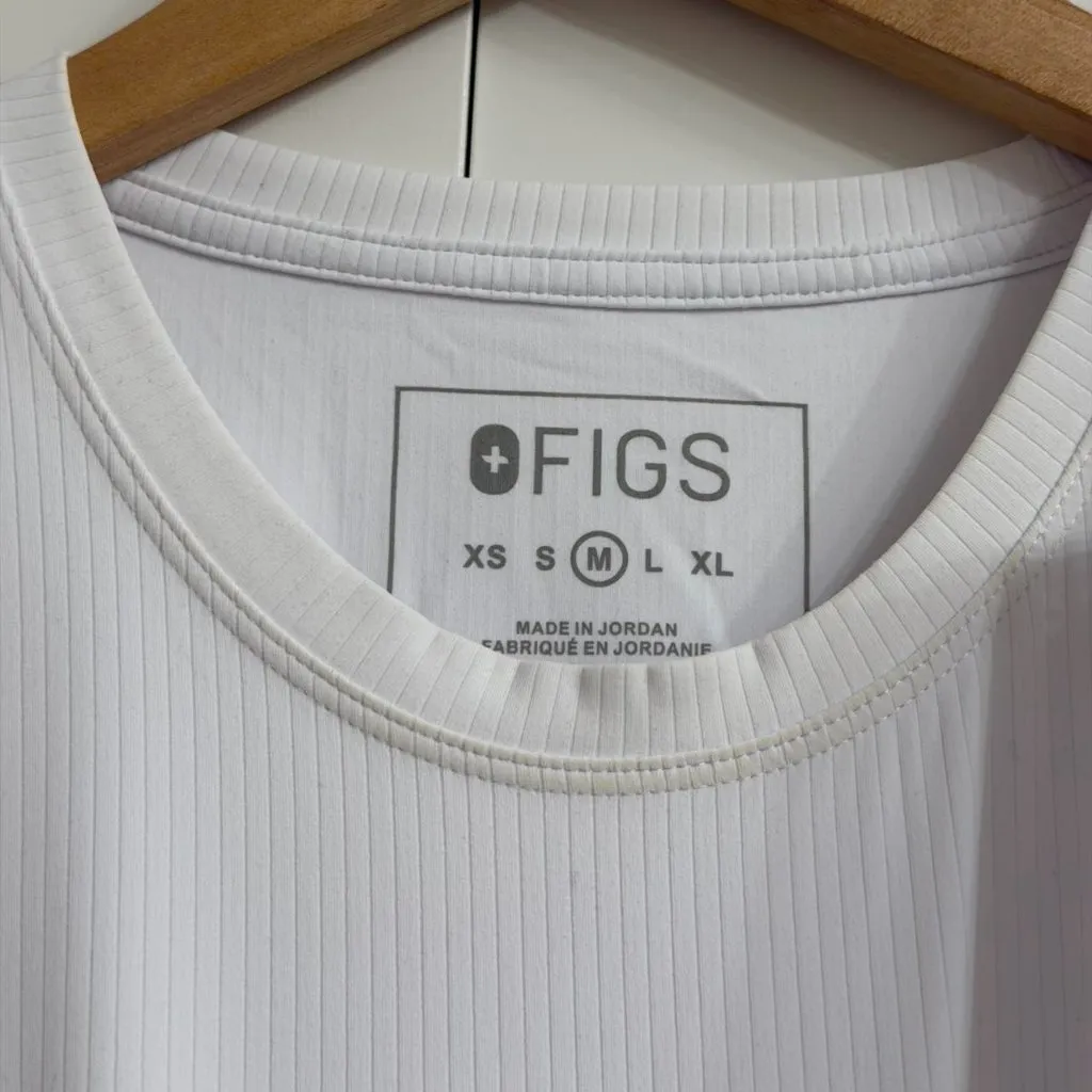 FIGS  Ribbed Longsleeve Underscrub in White, Size Medium - Image 10