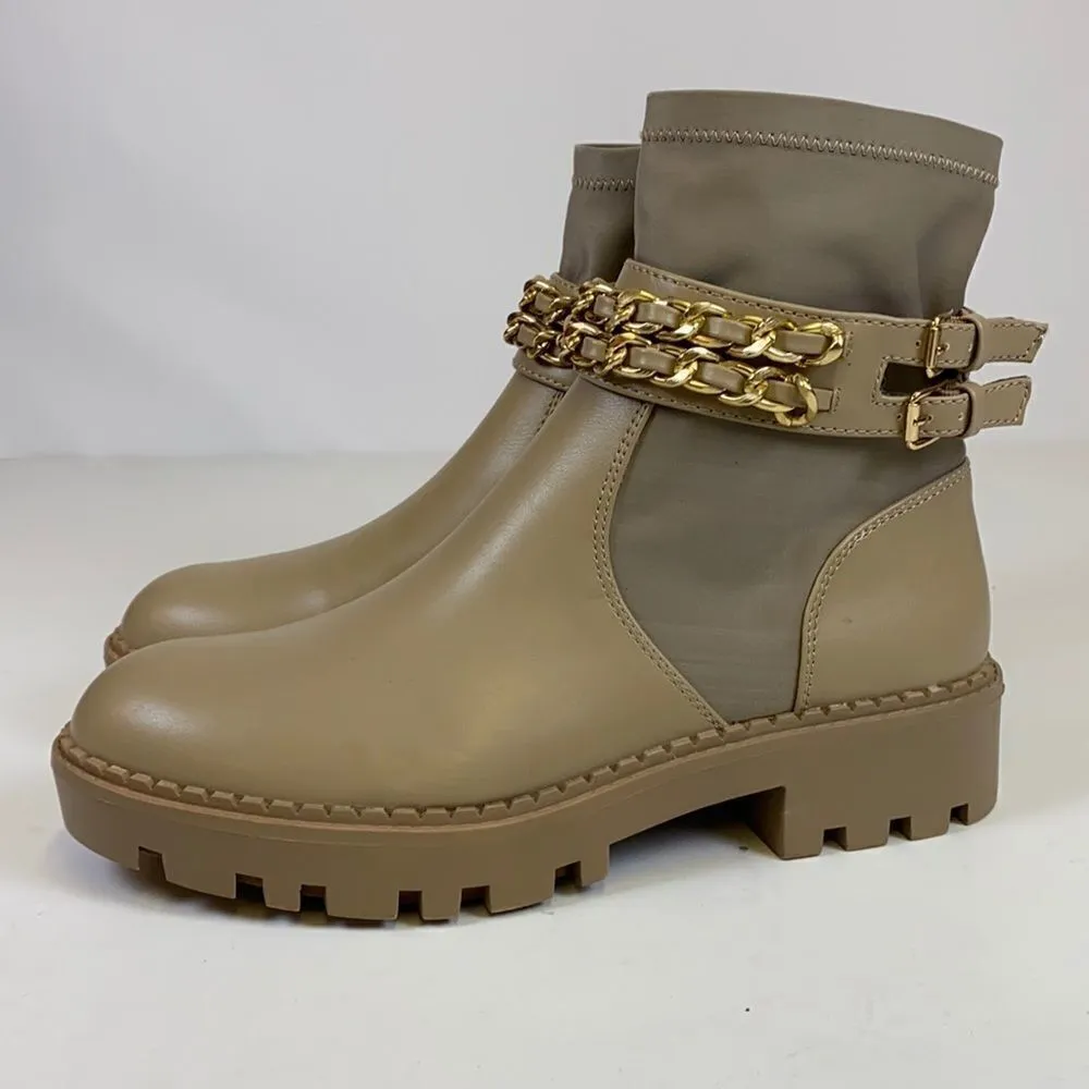 JONES NEW YORK Ollee Chain Link Ankle Boots, Cream Size 8.5M B23B - Image 2