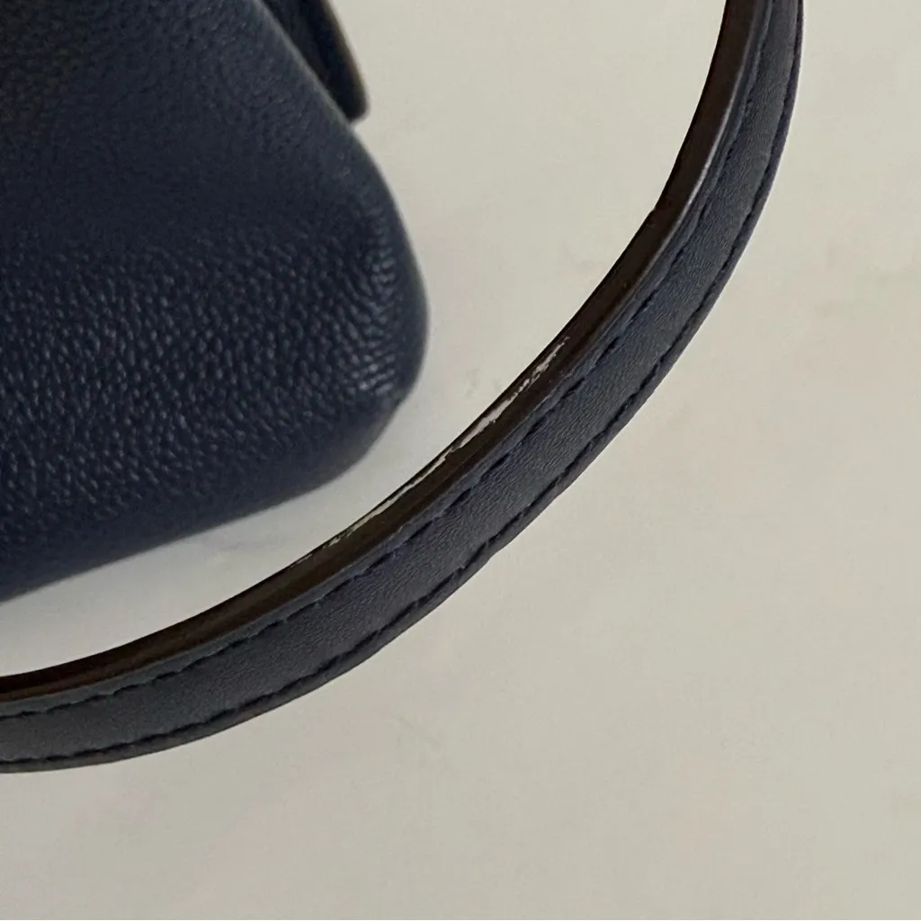 Michael Kors Navy Blue Large Teagan Large Pebbled Leather Shoulder Bag Purse - Image 12