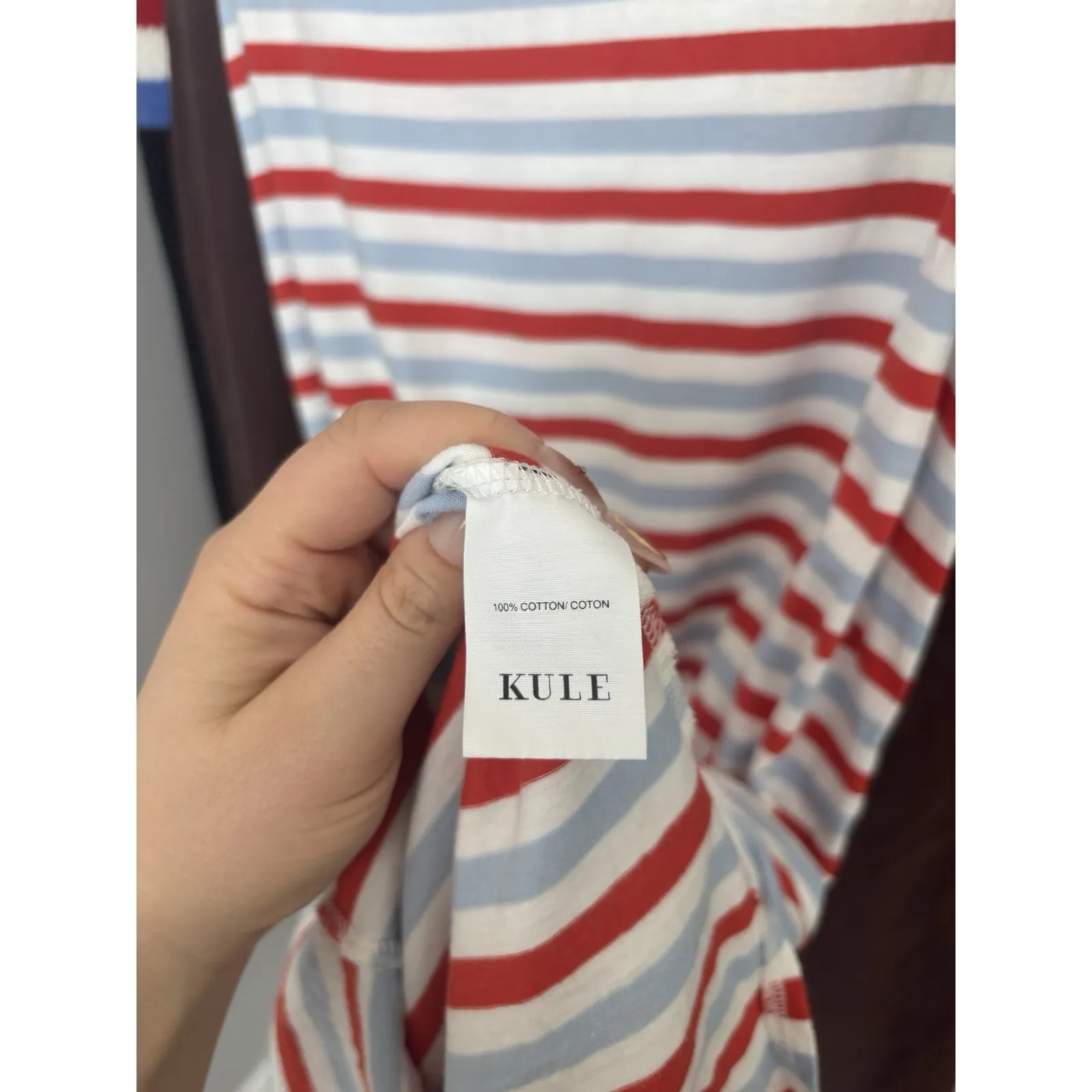 Kule White Poppy Blue Striped Cotton Midi Tank Dress Sz Large Coastal Nautical - Image 8
