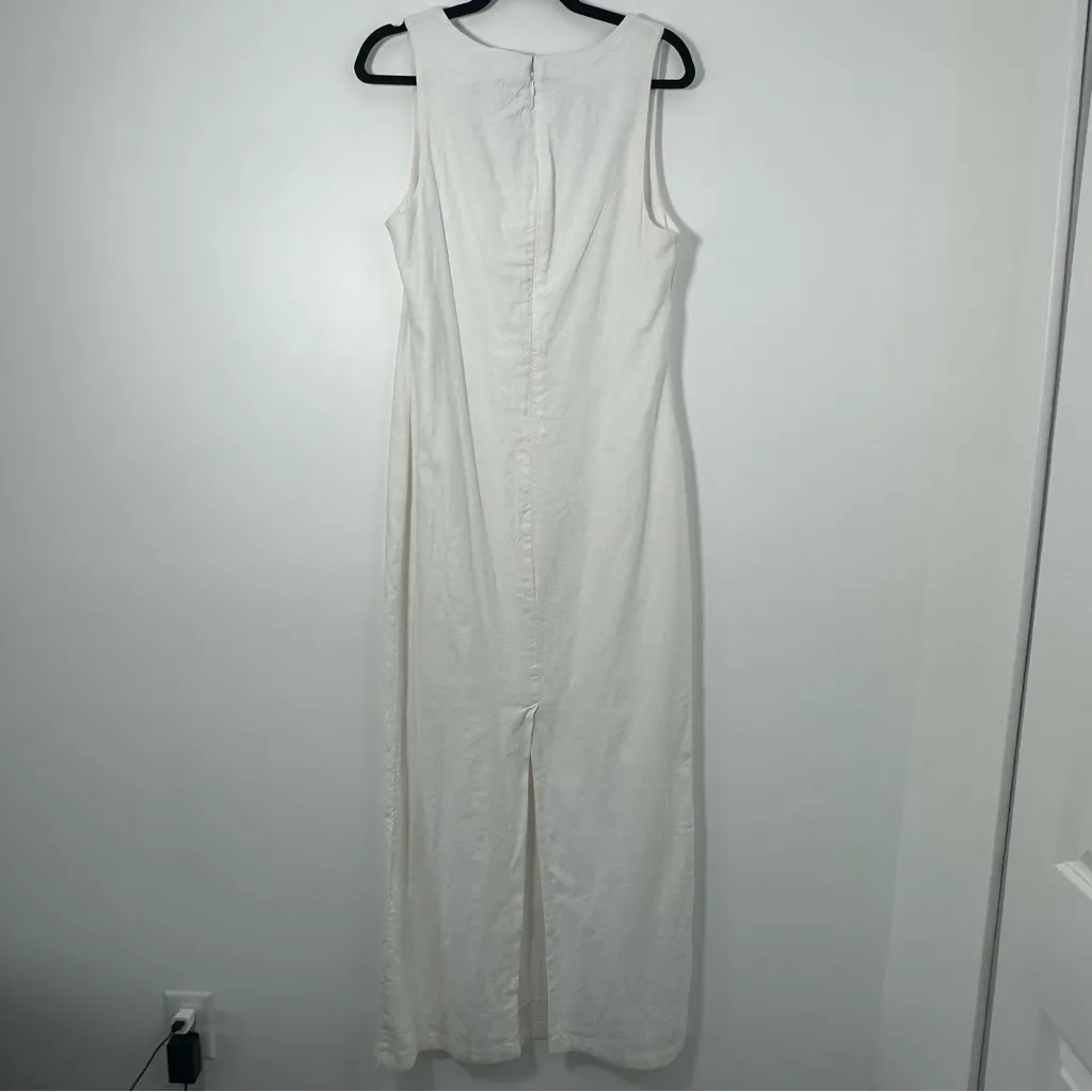 Abercrombie & Fitch High-Neck Linen Blend White Maxi Dress Medium Tall NWT - Image 5