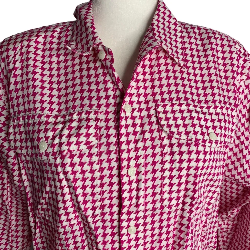 Vintage Liz Wear Button Up Shirt PS White Purple Geometric Pockets Shoulder Pads - Image 2