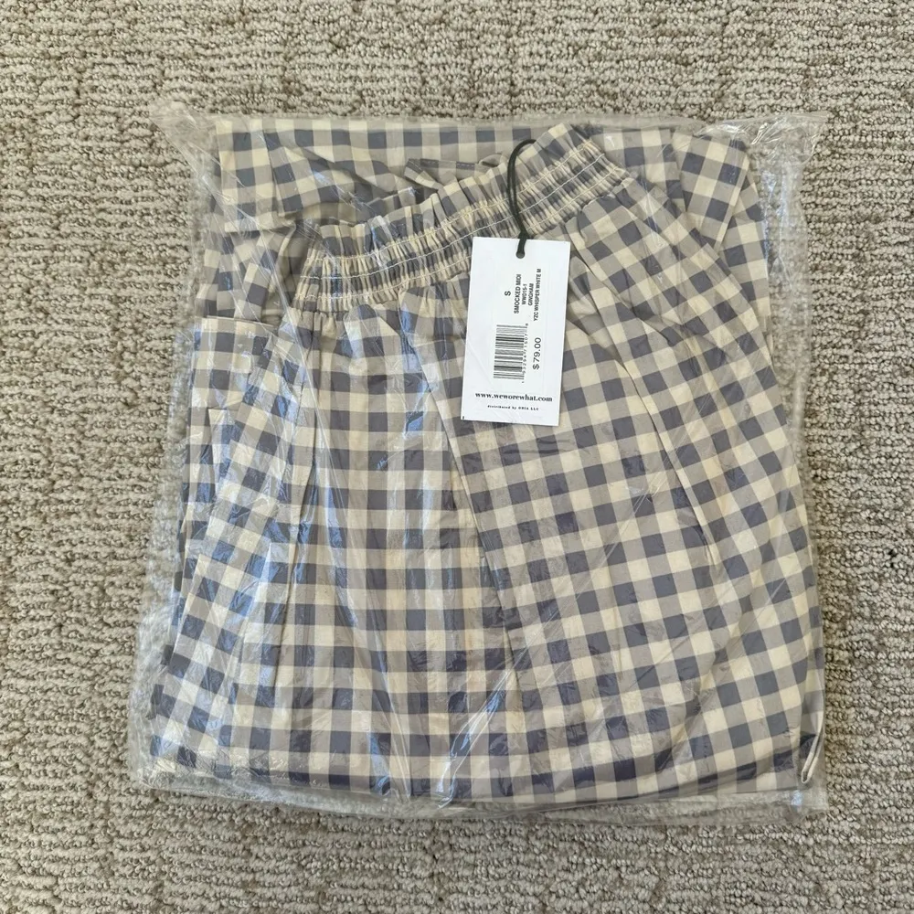 We Wore What NWT Revolve  Smocked Gingham MIDI Dress small - Image 2