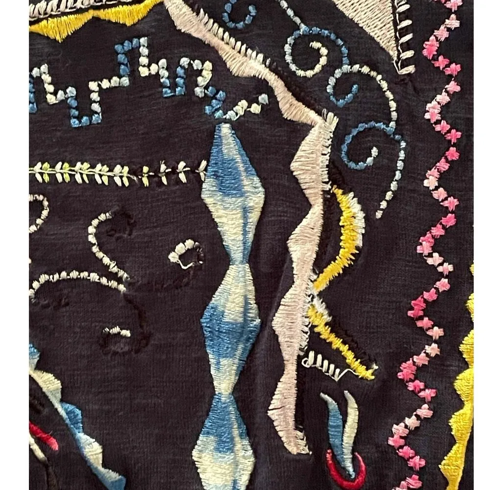 Desigual Damen Black Embroidered Short Sleeve T-Shirt Medium - Image 11