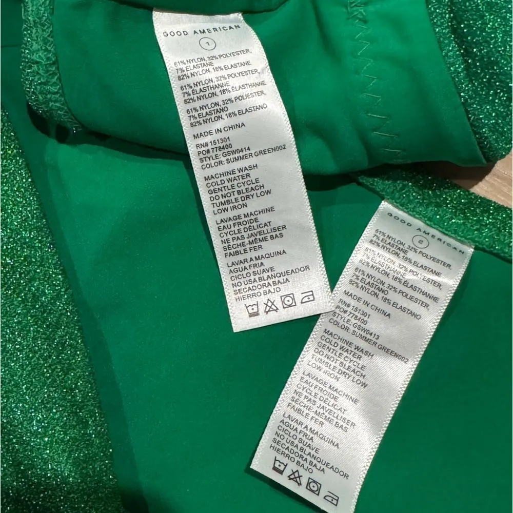 Good American Summer Green Metallic Band Bikini High Waisted Women’s XS 1/2 - Image 3